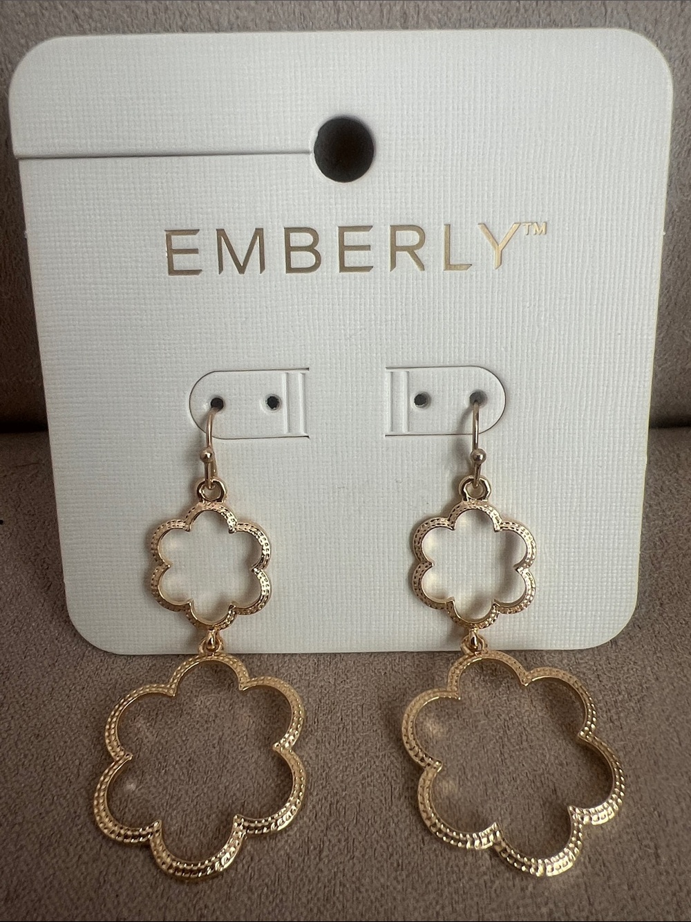 NWT Kohl's Emberly Gold Double Flower Drop Earrings